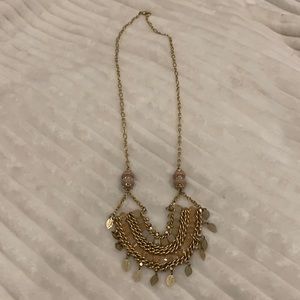 Long pink and gold necklace